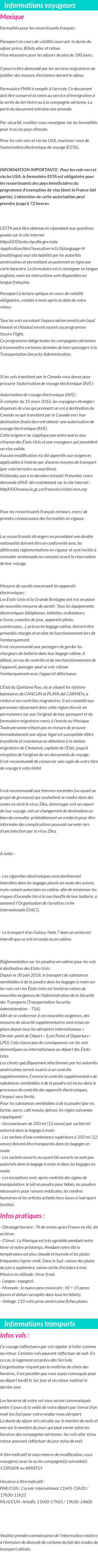 Formalités et infos voyageurs