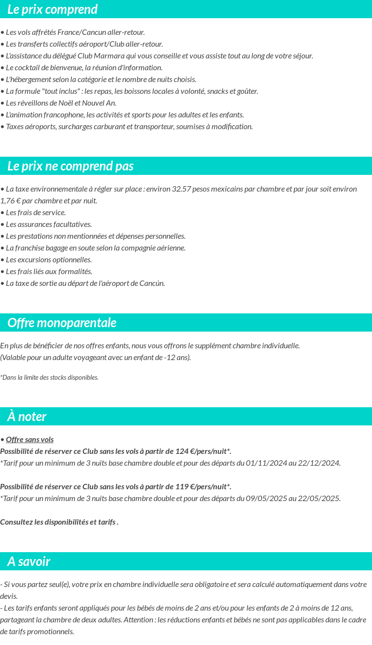 Conditions tarifaires