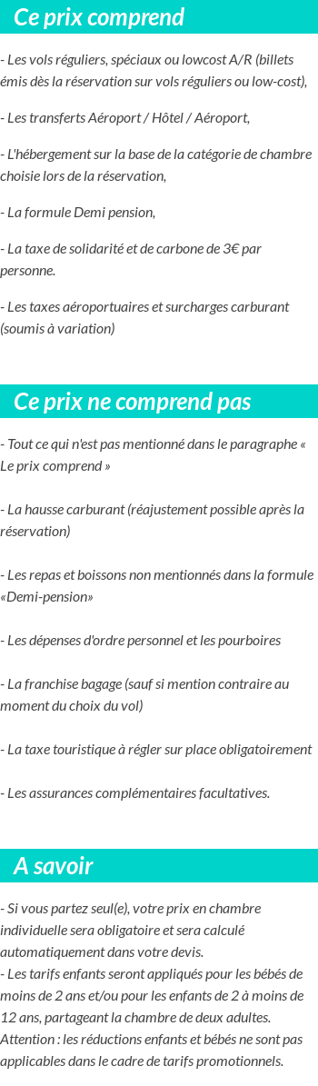 Conditions tarifaires