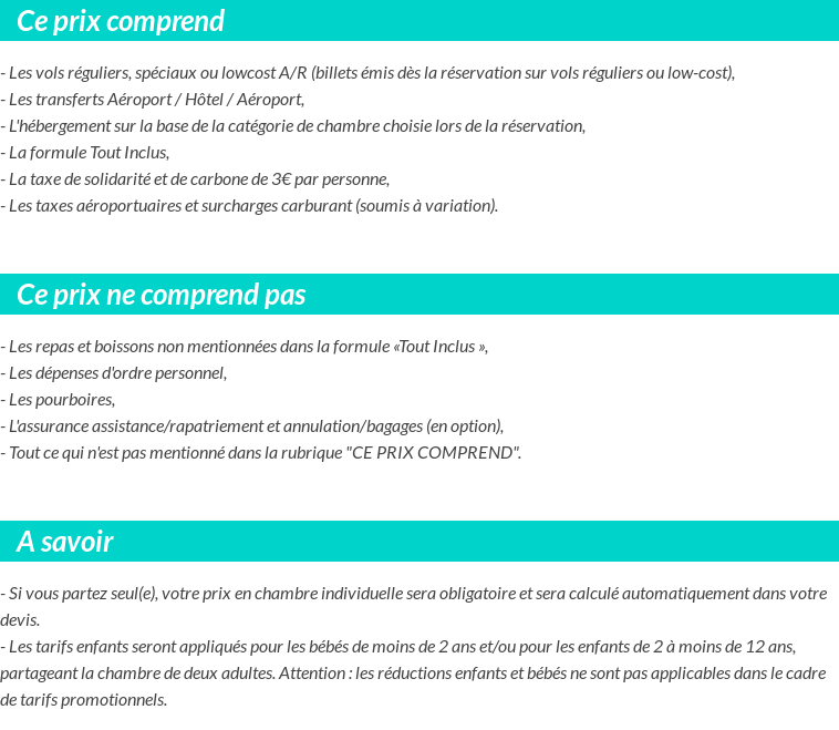 Conditions tarifaires