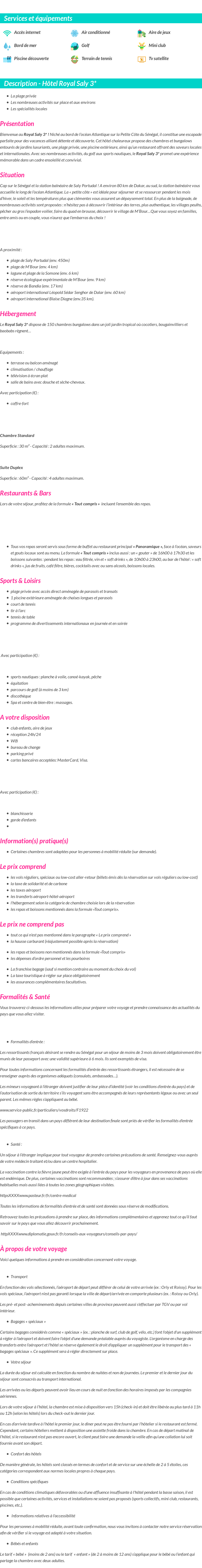 Détails du séjour