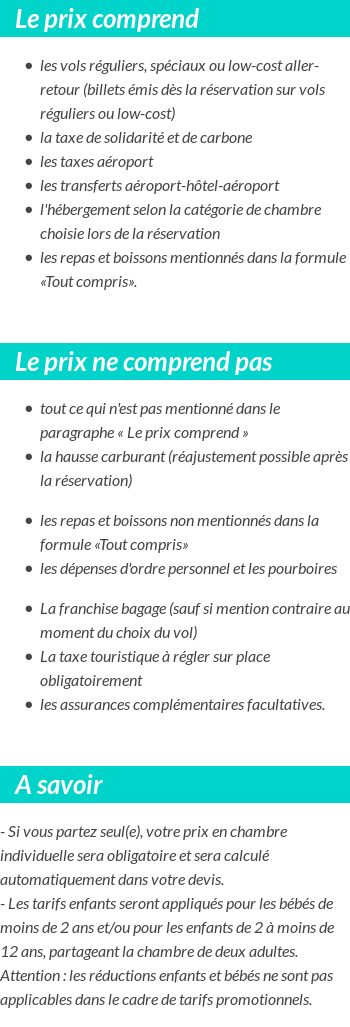 Conditions tarifaires