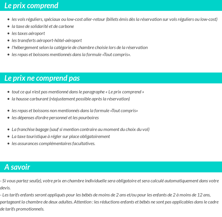 Conditions tarifaires