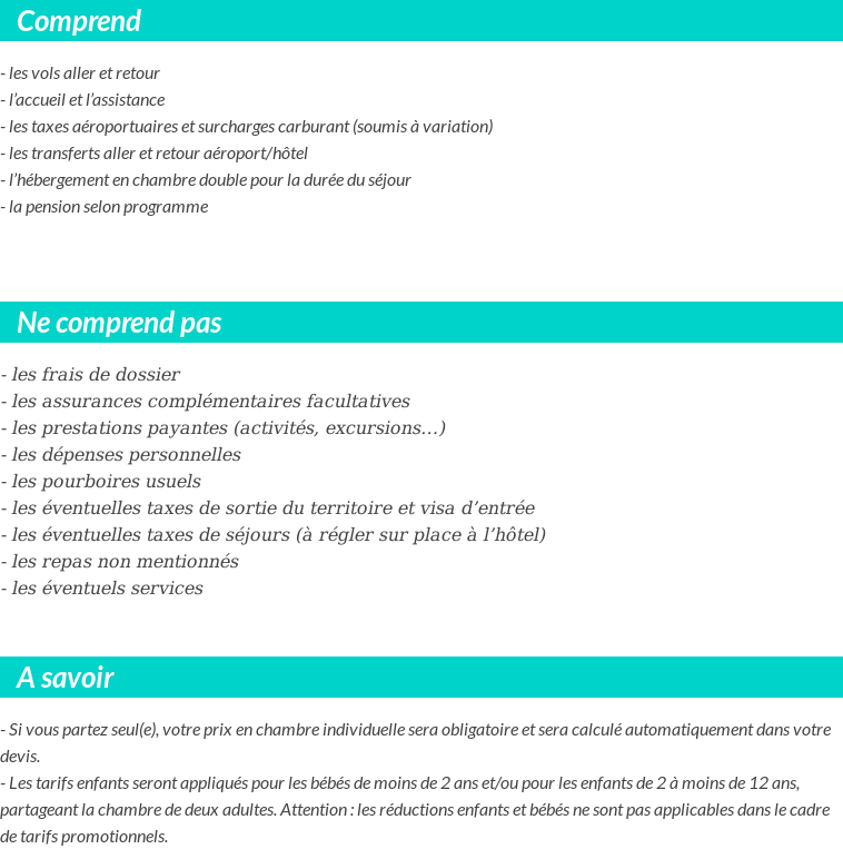Conditions tarifaires