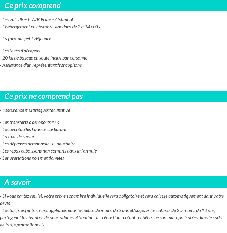 Conditions tarifaires