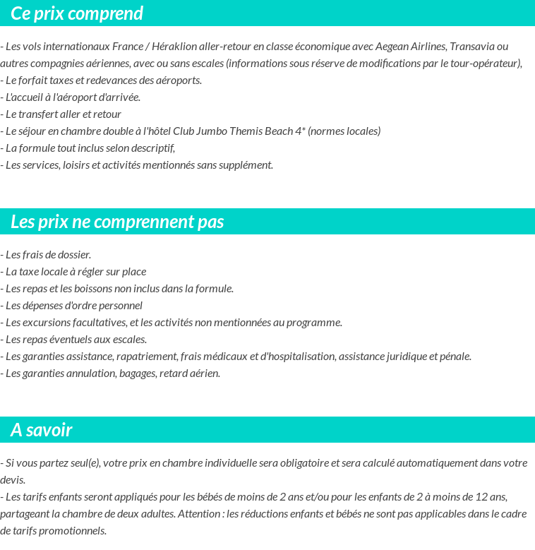 Conditions tarifaires