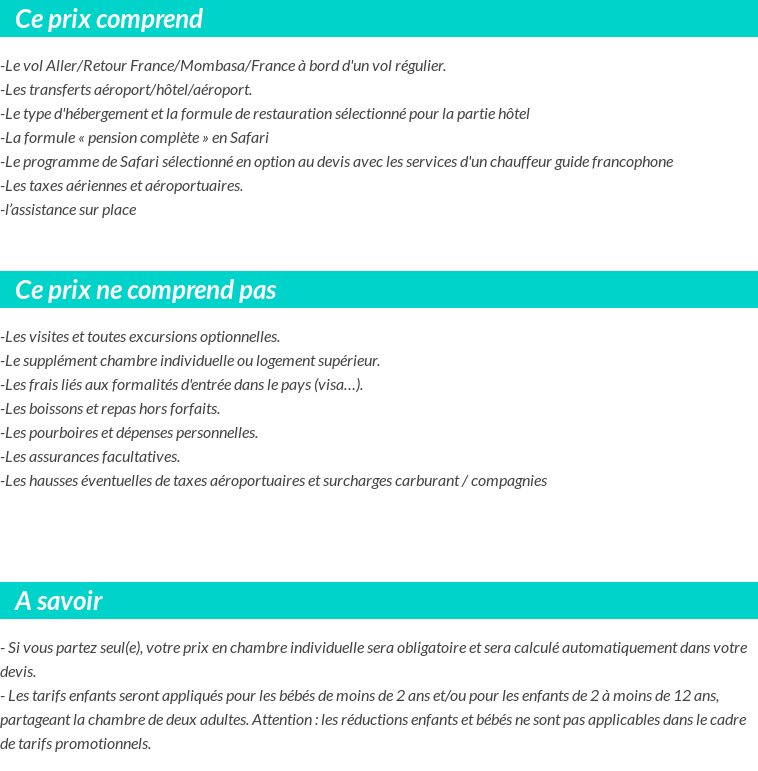 Conditions tarifaires