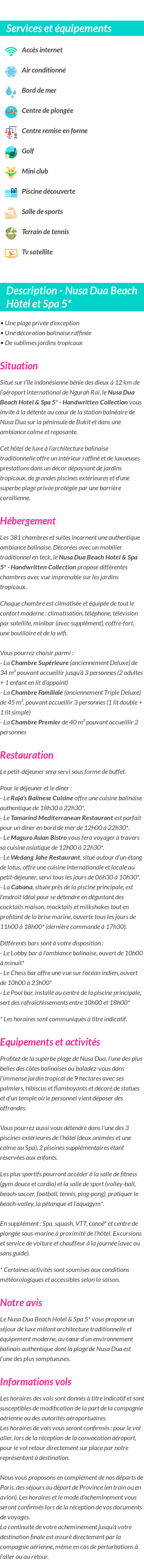 Détails du séjour