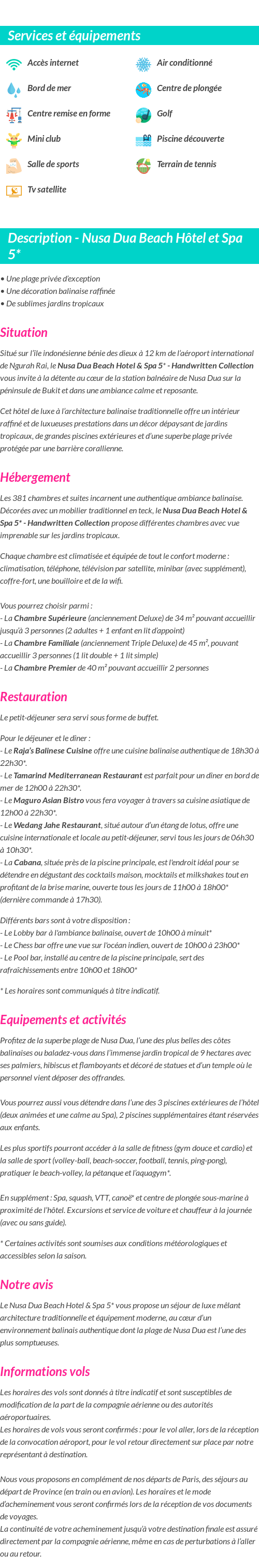 Détails du séjour