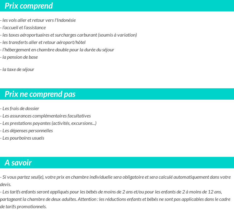 Conditions tarifaires