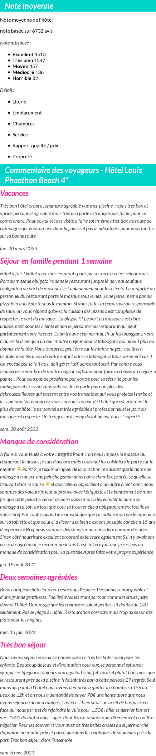 Avis clients