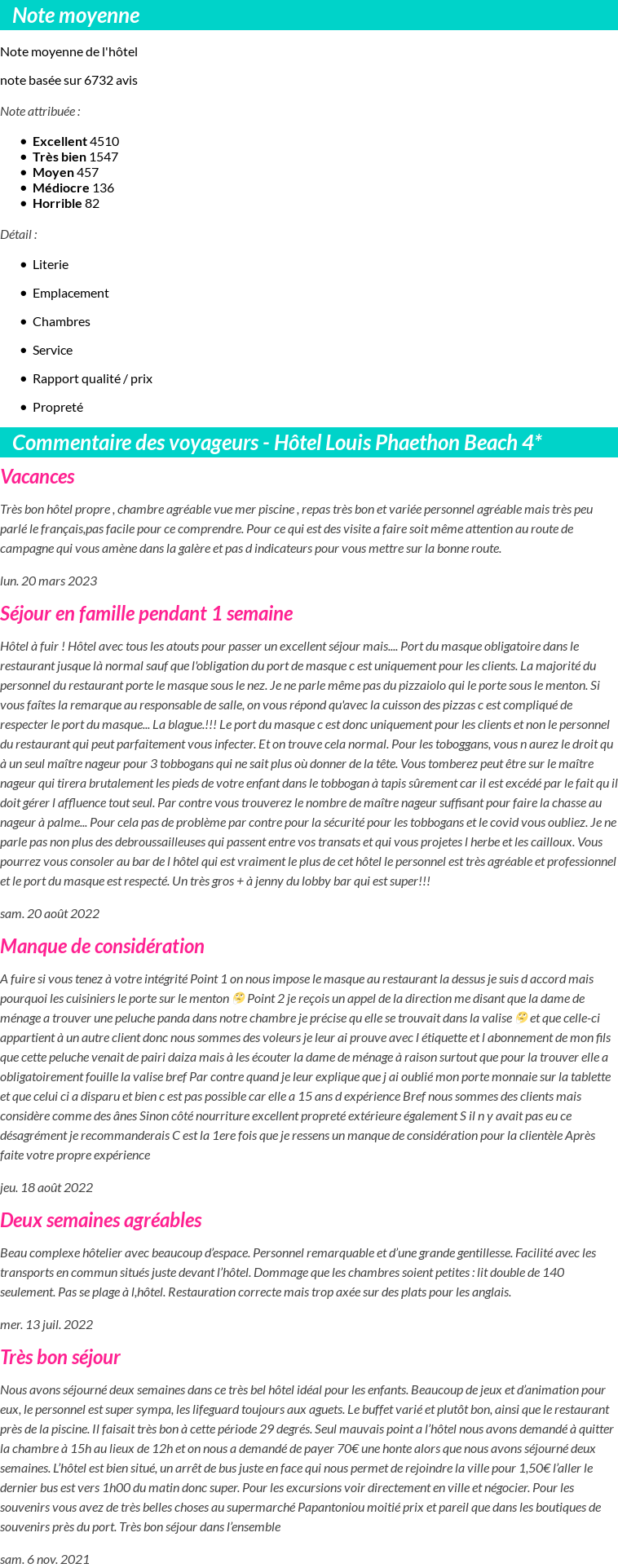Avis clients