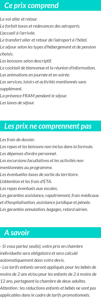 Conditions tarifaires