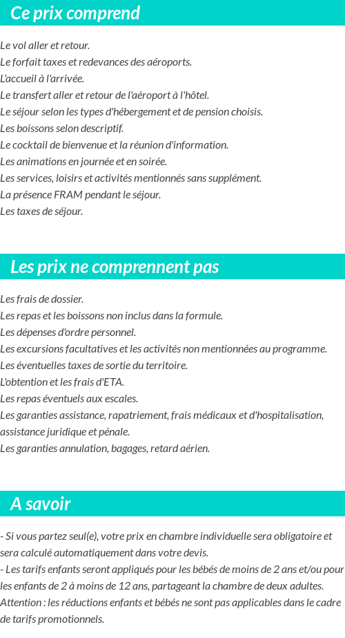 Conditions tarifaires