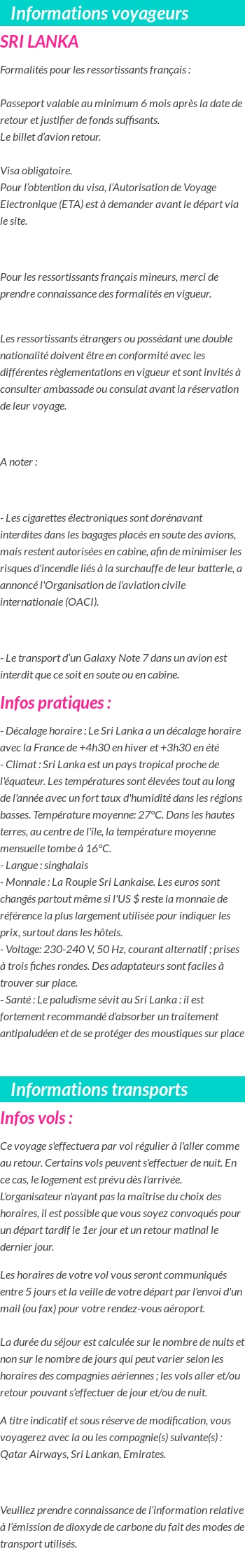 Formalités et infos voyageurs