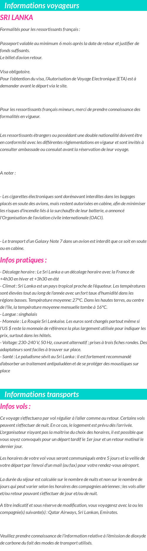 Formalités et infos voyageurs
