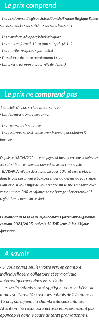 Conditions tarifaires