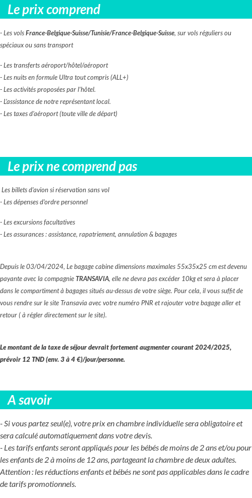 Conditions tarifaires