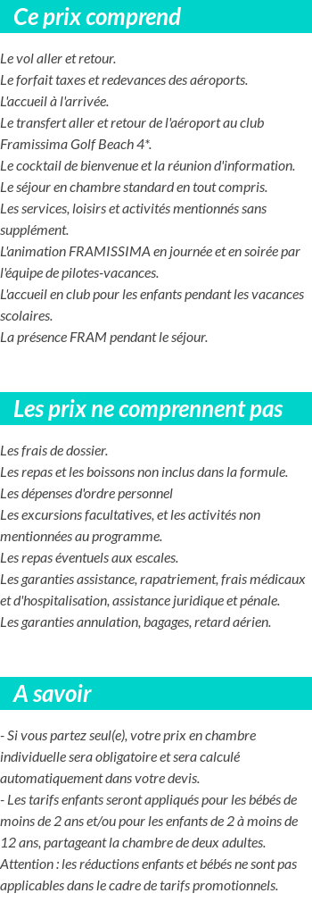 Conditions tarifaires
