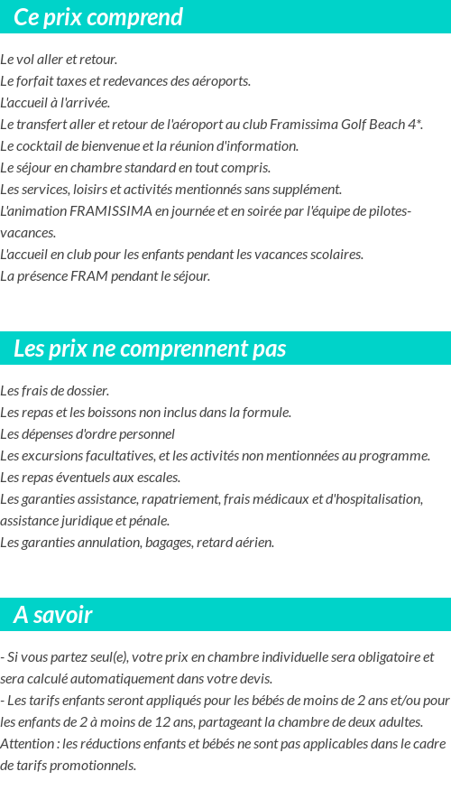 Conditions tarifaires