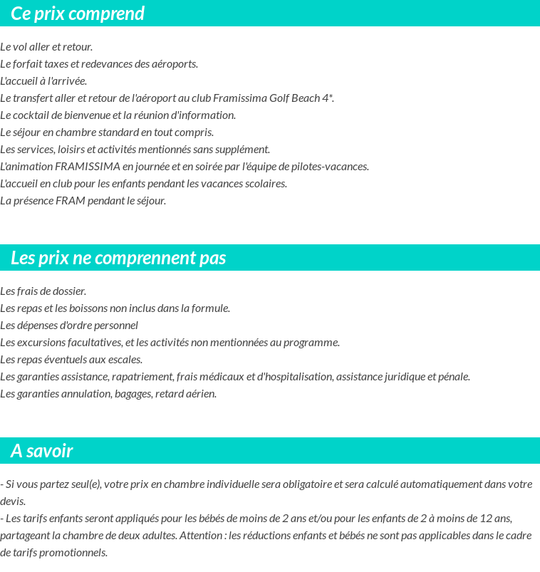 Conditions tarifaires