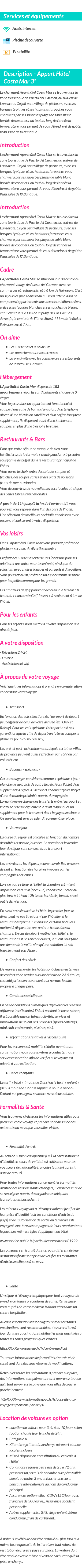 Détails du séjour