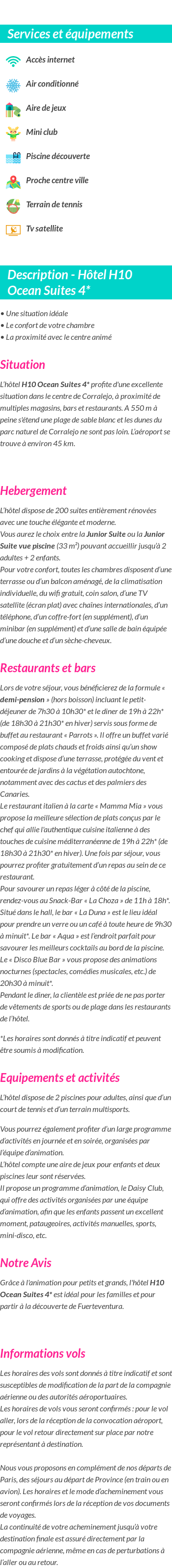 Détails du séjour