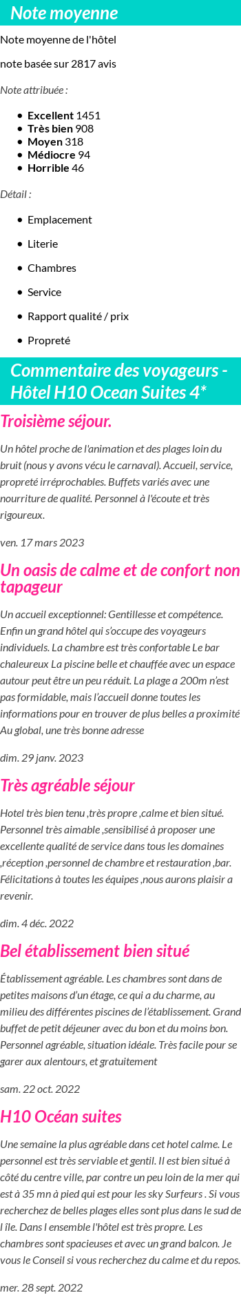 Avis clients