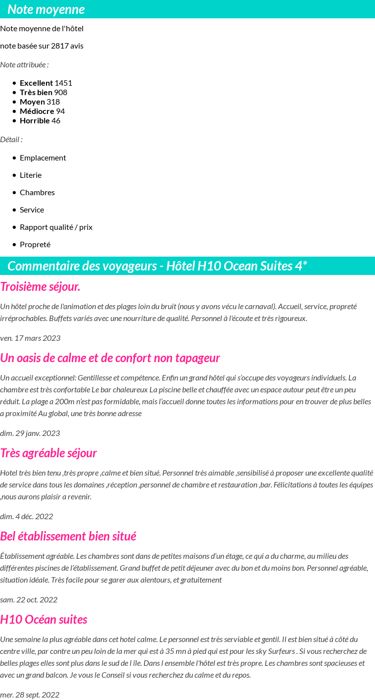 Avis clients