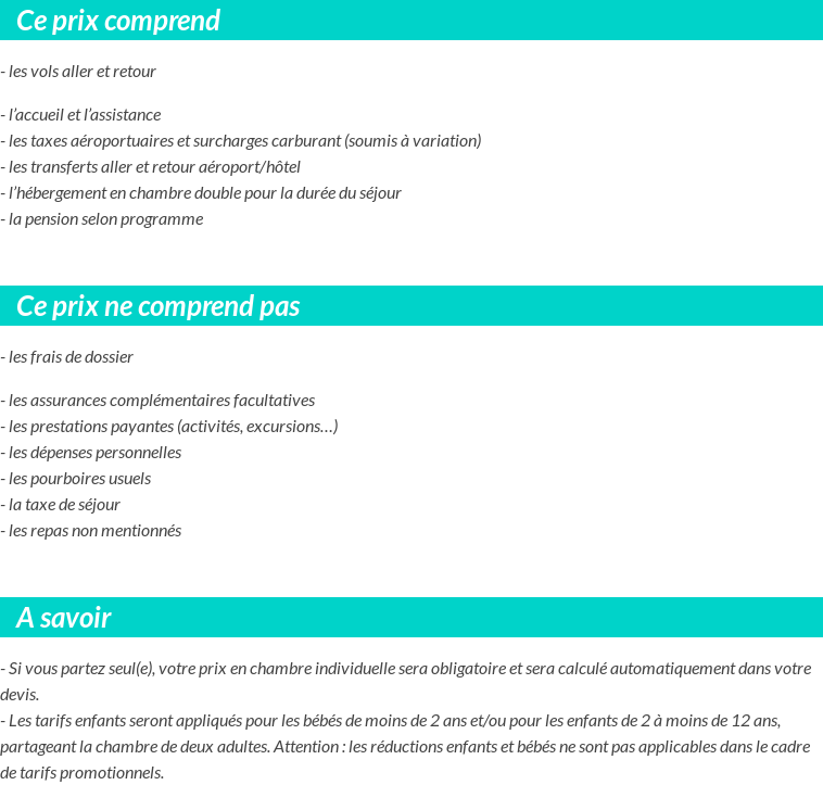 Conditions tarifaires