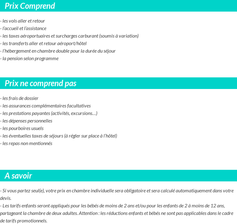 Conditions tarifaires