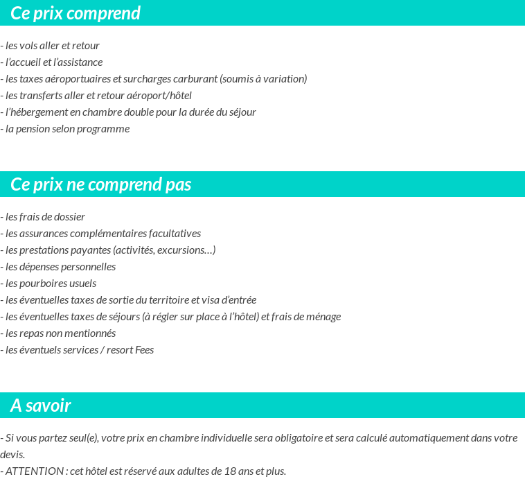 Conditions tarifaires