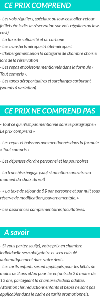Conditions tarifaires