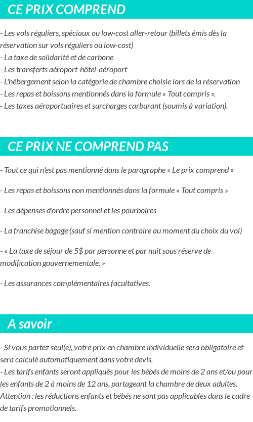 Conditions tarifaires