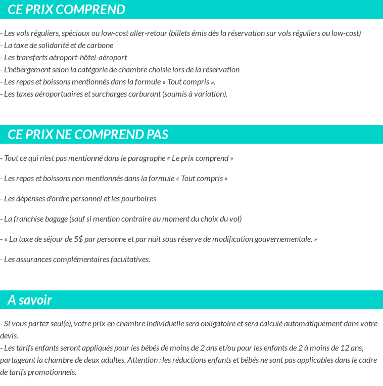 Conditions tarifaires