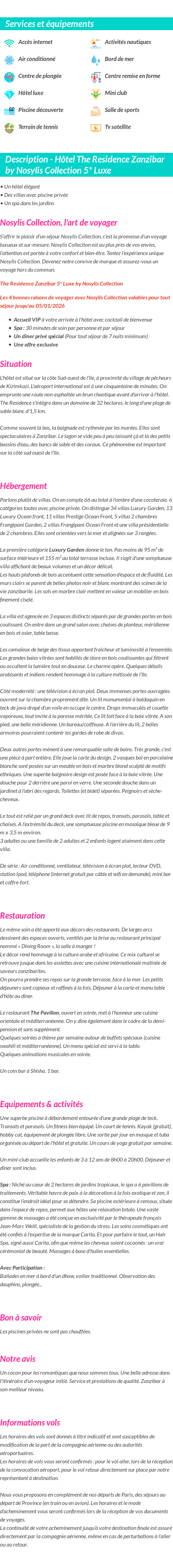 Détails du séjour