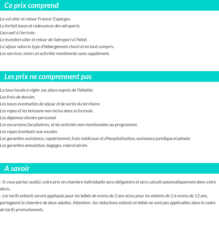 Conditions tarifaires