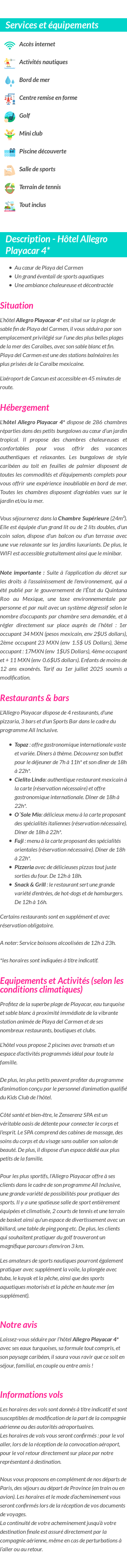 Détails du séjour