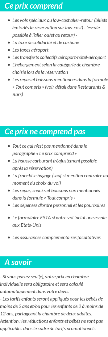 Conditions tarifaires