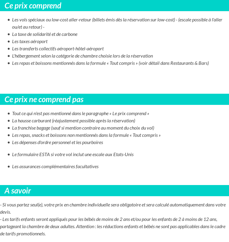 Conditions tarifaires