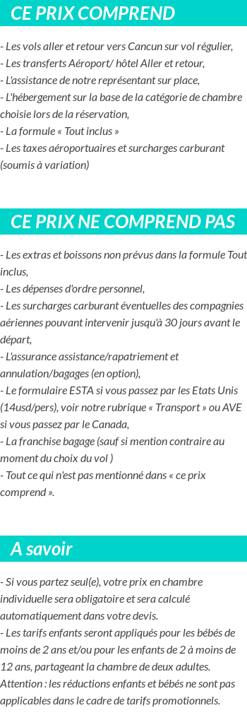 Conditions tarifaires