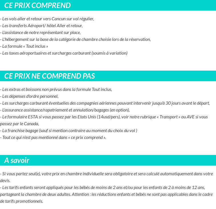 Conditions tarifaires