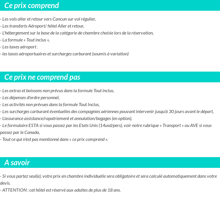 Conditions tarifaires