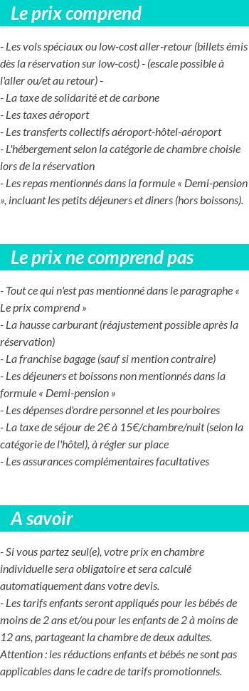 Conditions tarifaires