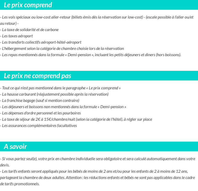 Conditions tarifaires