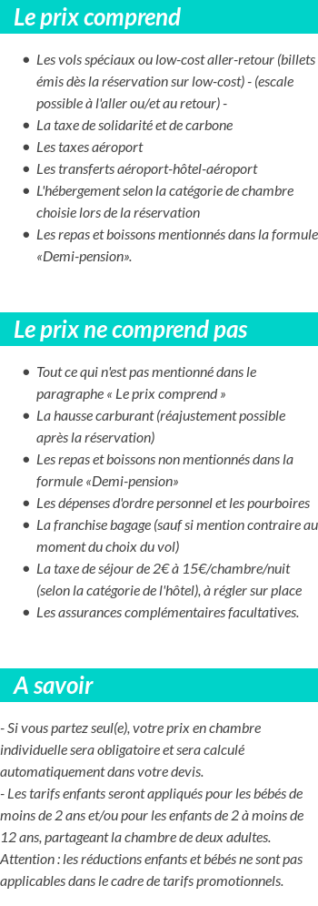 Conditions tarifaires