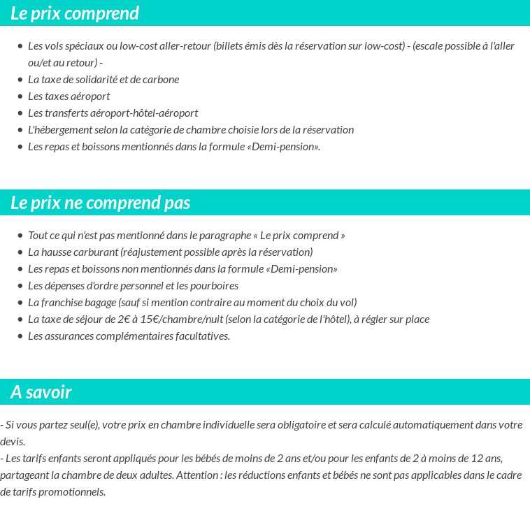 Conditions tarifaires