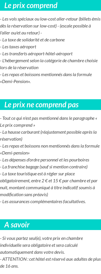 Conditions tarifaires