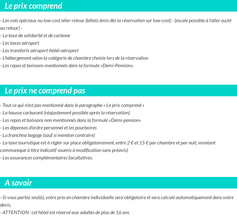 Conditions tarifaires
