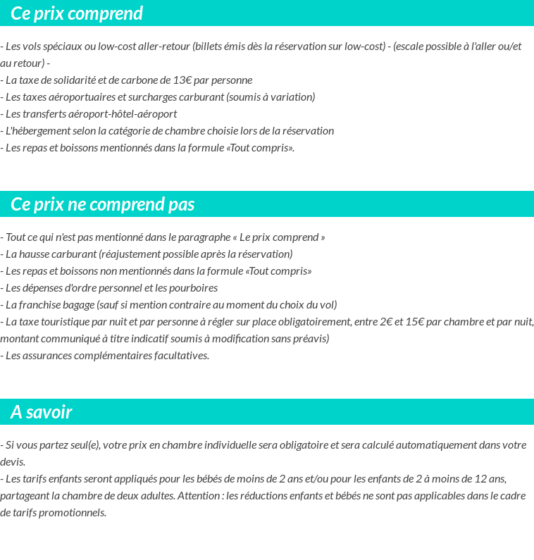 Conditions tarifaires